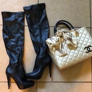 Over knee black stiletto boots